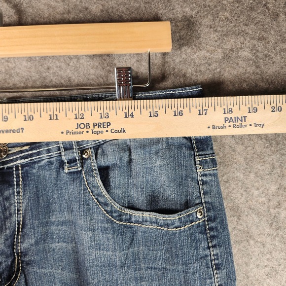 VIGOLD Womens Jeans Size 16 Blue Denim Tapered Embellished Pockets High Rise - Picture 4 of 15